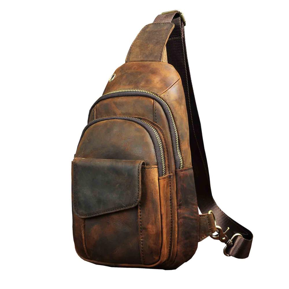 Sleek | Men's Leather Sling Bag - Versatile & Durable Small Sling Backpack-1