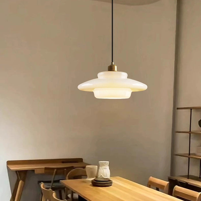 Opal Halo Pendant | Luxe Frosted Glass Light with Mid-Century Elegance