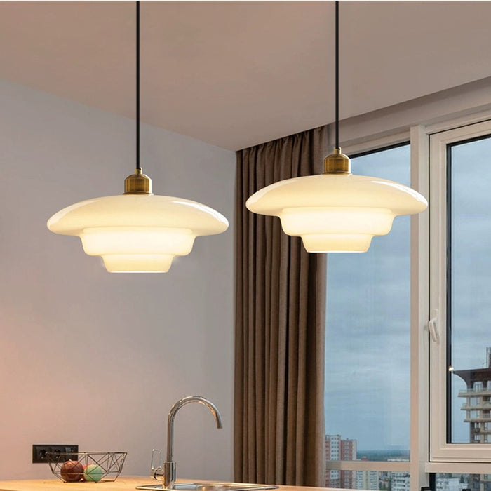 Opal Halo Pendant | Luxe Frosted Glass Light with Mid-Century Elegance