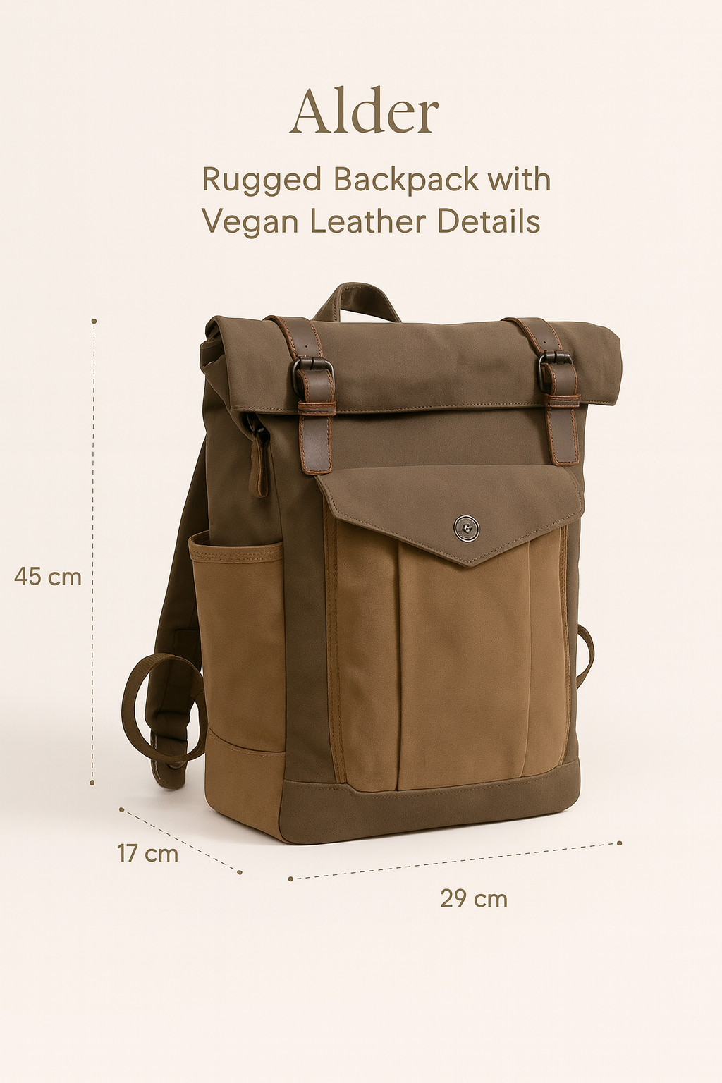 Alder | Rugged Backpack with Vegan Leather Details