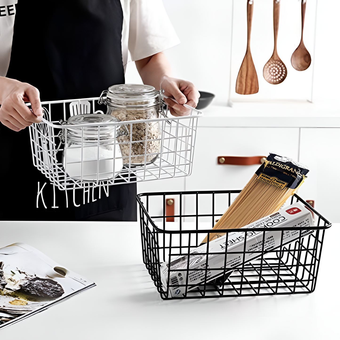 GridHaus Wire Basket | Modern Storage with Handles for Effortless Organization