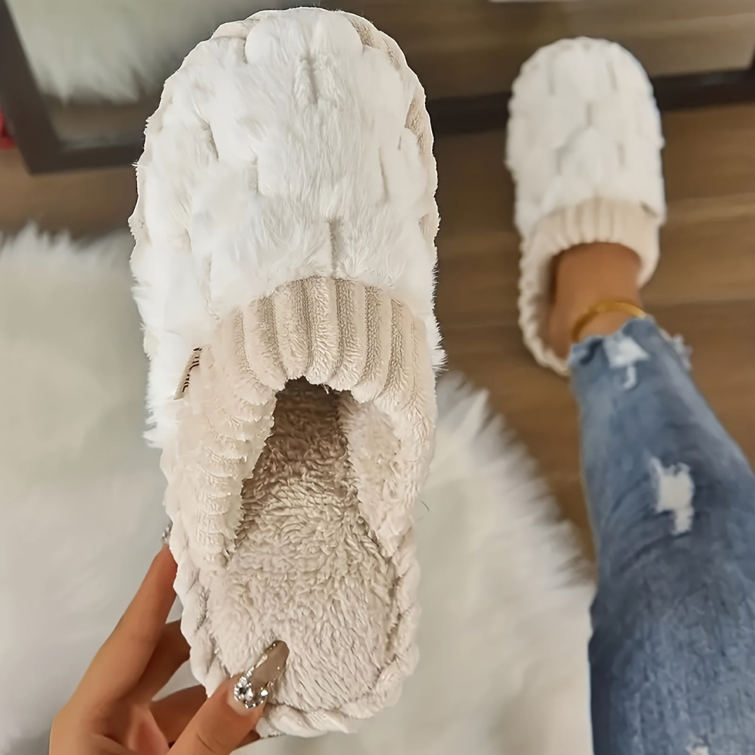 Soft Fleece Winter Slippers | Closed-Toe Warm Indoor Shoes for Home Use