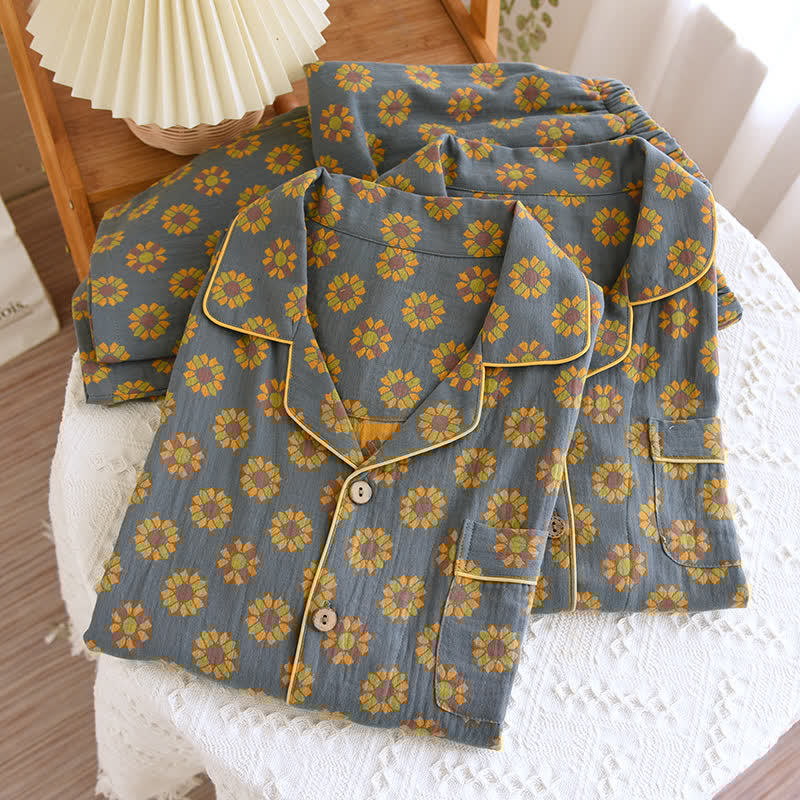 SolBloom Unisex Pajama Set | Breezy Cotton Comfort with Cheerful Sunflower Charm