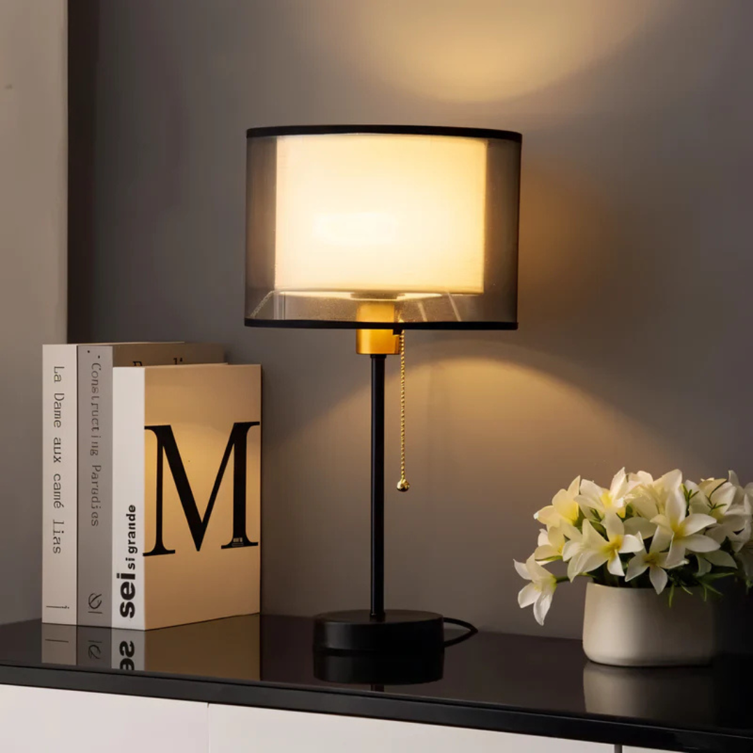 Veloura Duo | Vintage-Inspired Bedroom Lamp with Double Fabric Shade