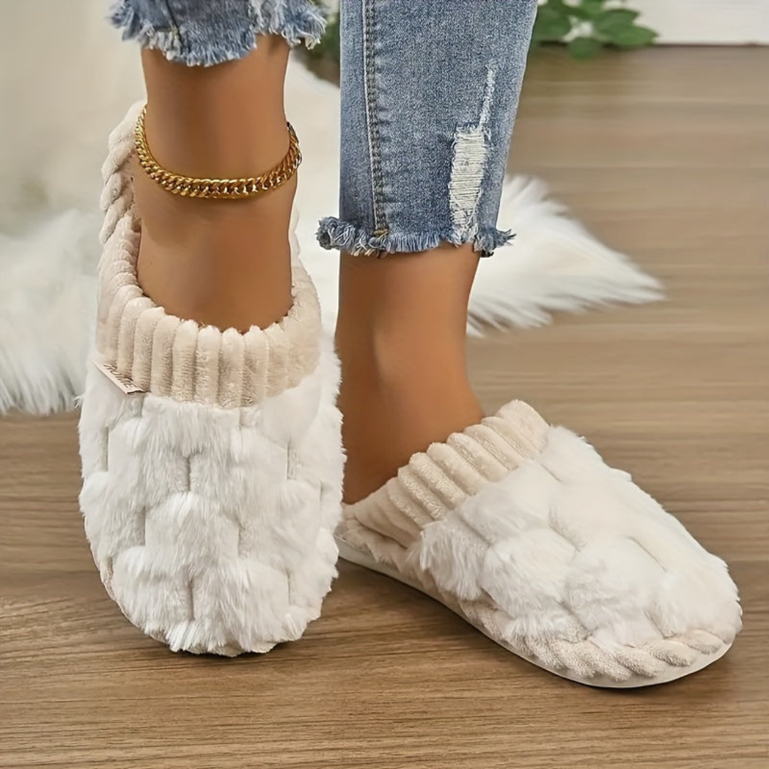 Soft Fleece Winter Slippers | Closed-Toe Warm Indoor Shoes for Home Use