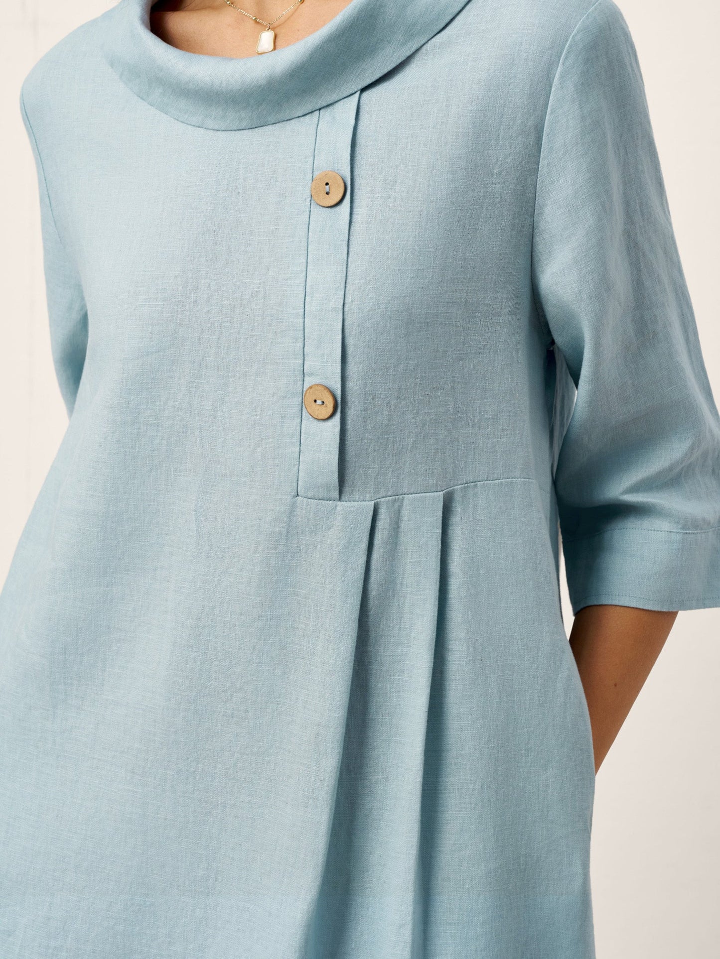 Cassidy | Women’s Linen Rolled Collar Asymmetric Button Maxi Dress