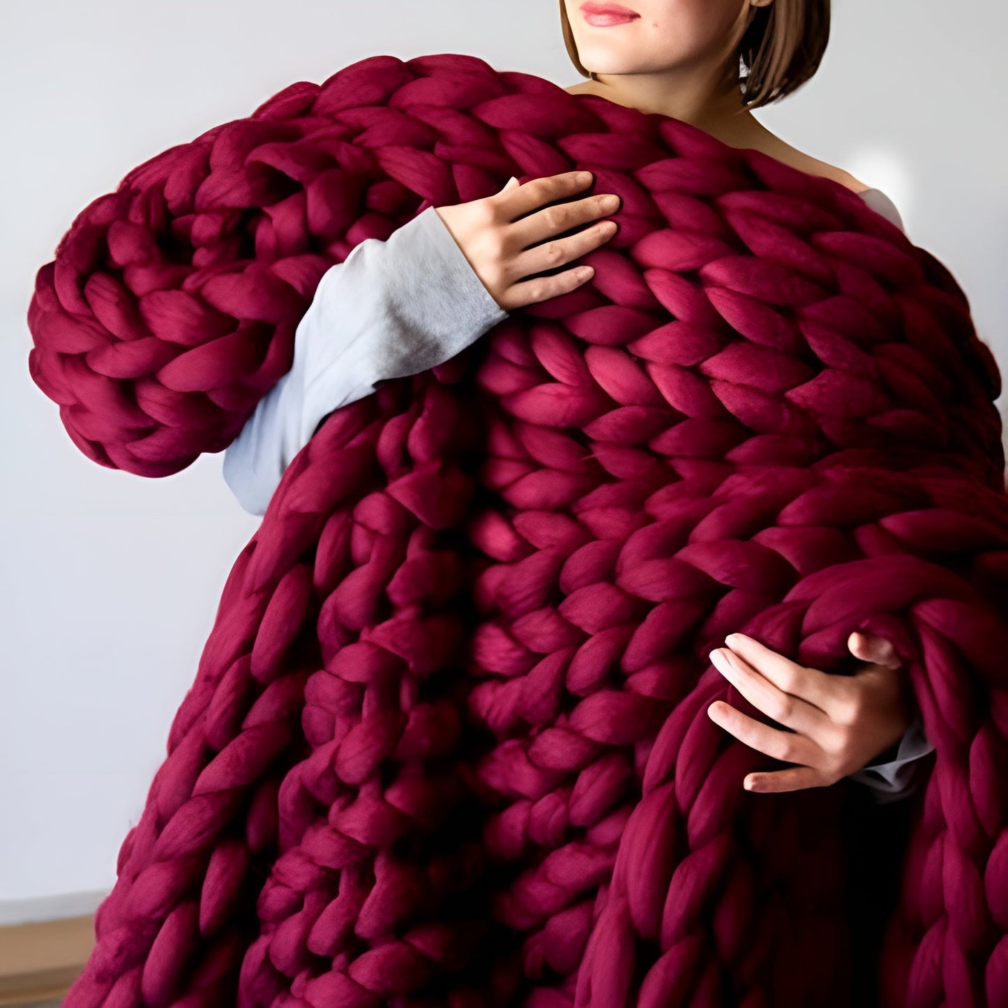 Chunky Knit Throw Blanket | Cozy Handwoven Blanket for Couch or Bed