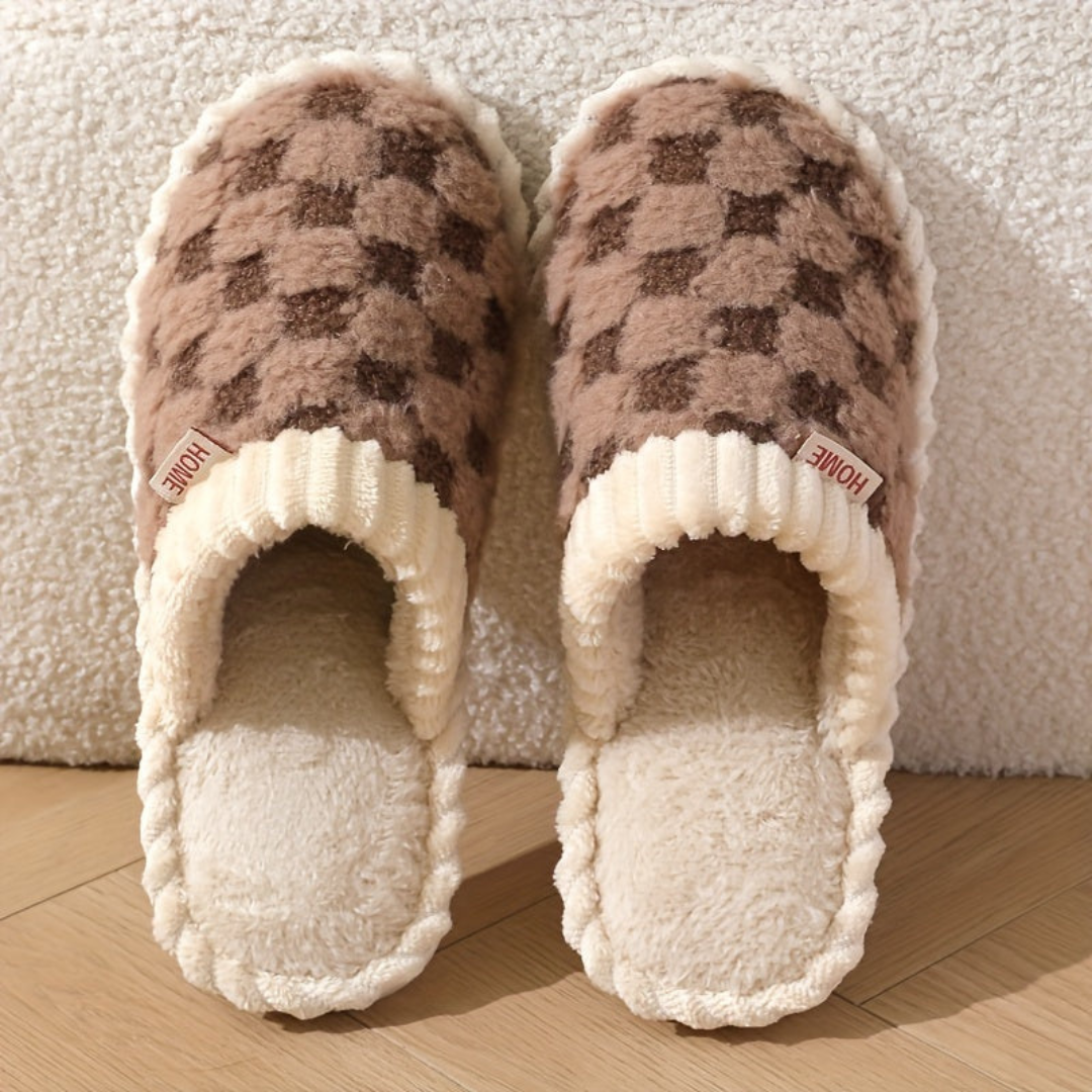 Soft Fleece Winter Slippers | Closed-Toe Warm Indoor Shoes for Home Use