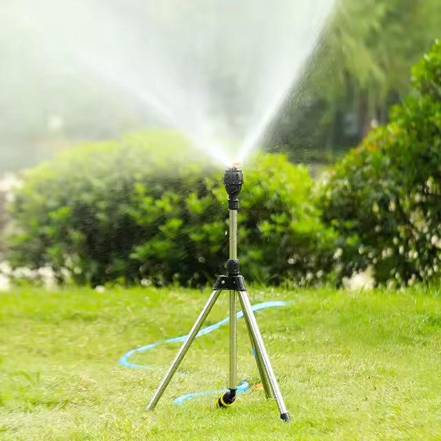 SpinBloom HydroStand | Rotating Tripod Sprinkler with Adjustable Height