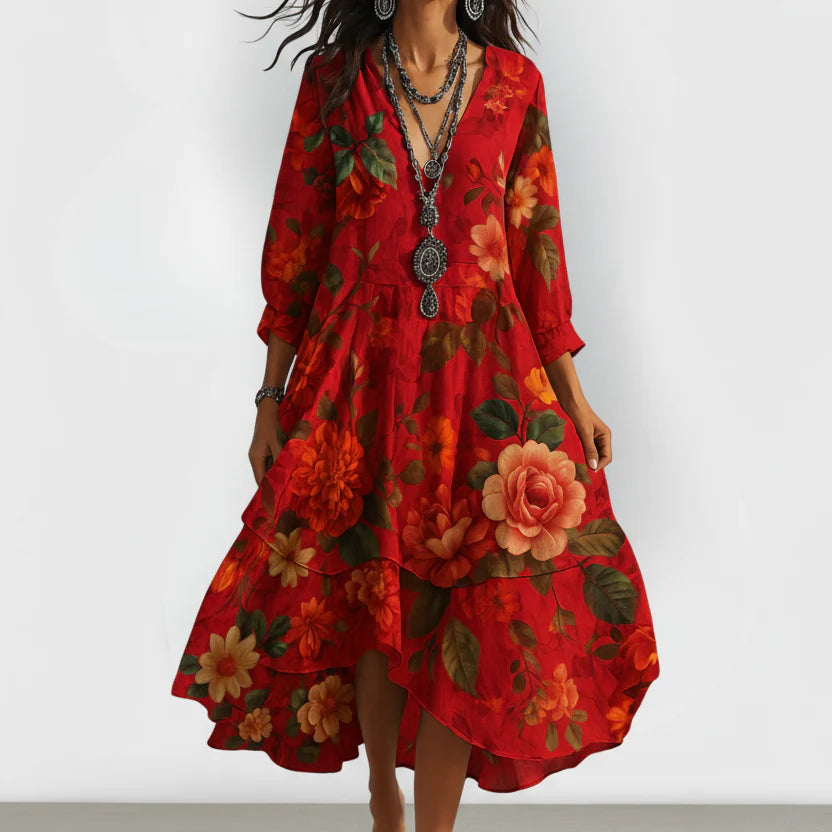 Calliope | Women’s Vintage Boho V-Neck Summer Dress