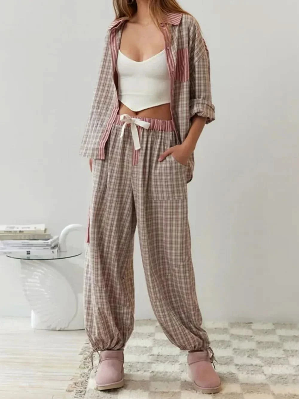 LunaEase Sleep Set | Two-Piece Women’s Pajamas with Relaxed Fit & Adjustable Drawstring Trousers