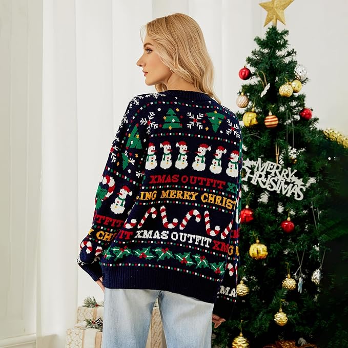 Tessa | Women’s Loose-Fit Cropped Festive Knit Sweater