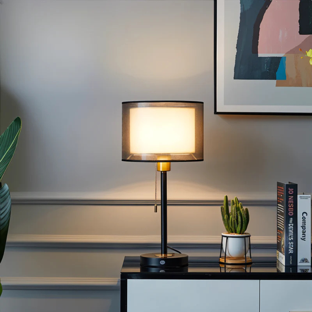 Veloura Duo | Vintage-Inspired Bedroom Lamp with Double Fabric Shade