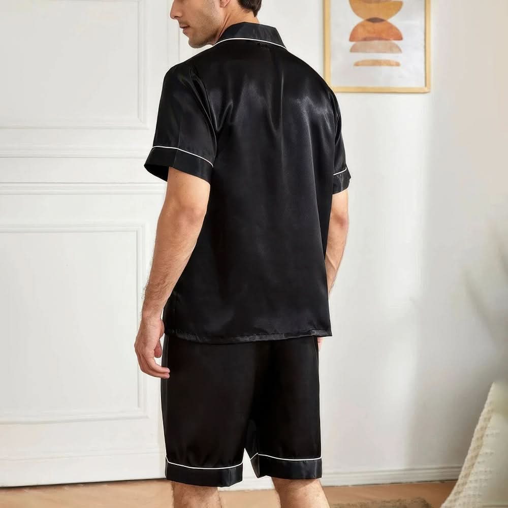 BreezeForm Men’s Pajama Set | Sleek Shirt & Shorts Duo for Cool, Casual Nights