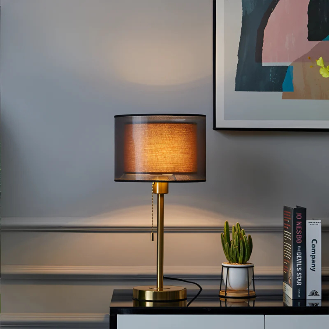 Veloura Duo | Vintage-Inspired Bedroom Lamp with Double Fabric Shade
