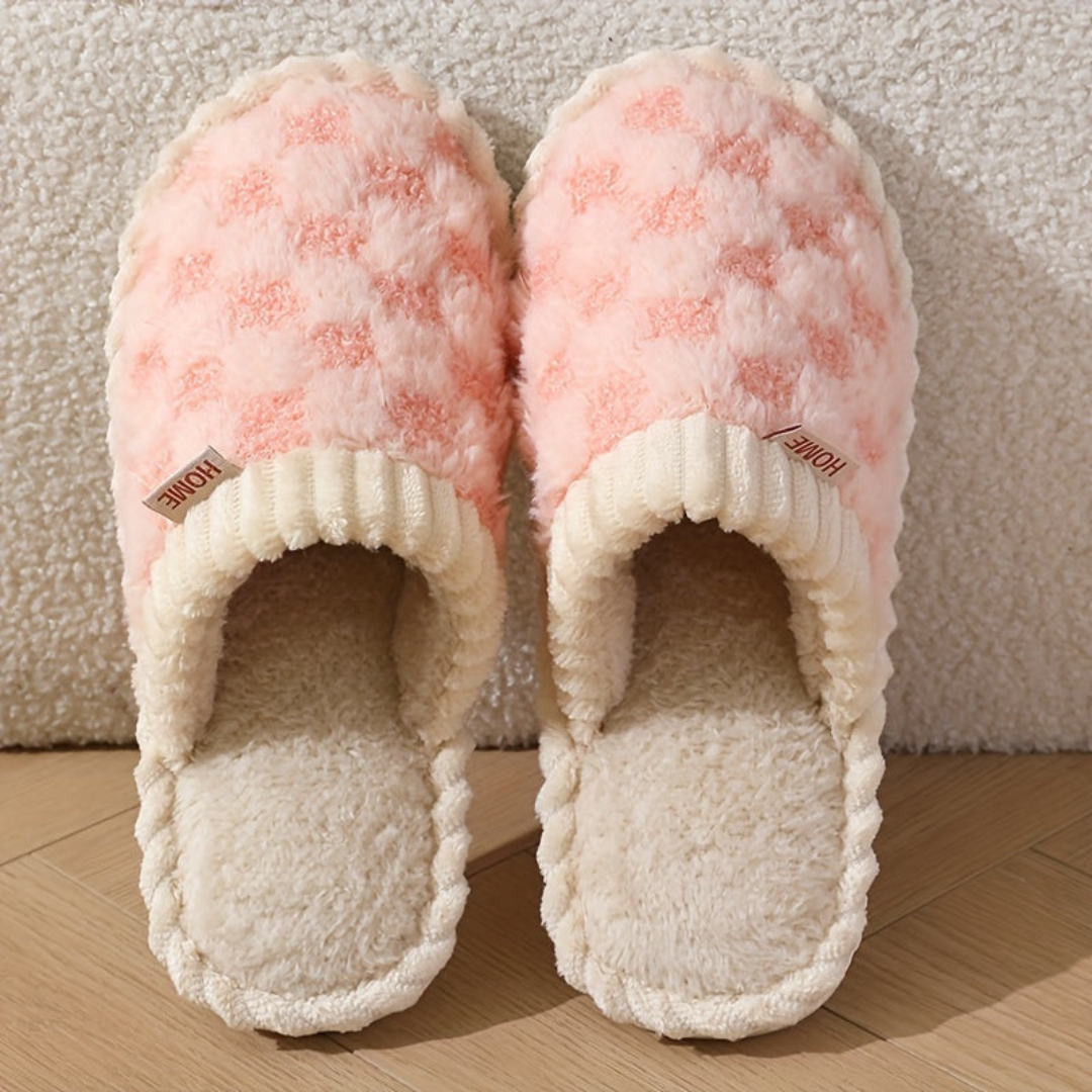 Soft Fleece Winter Slippers | Closed-Toe Warm Indoor Shoes for Home Use