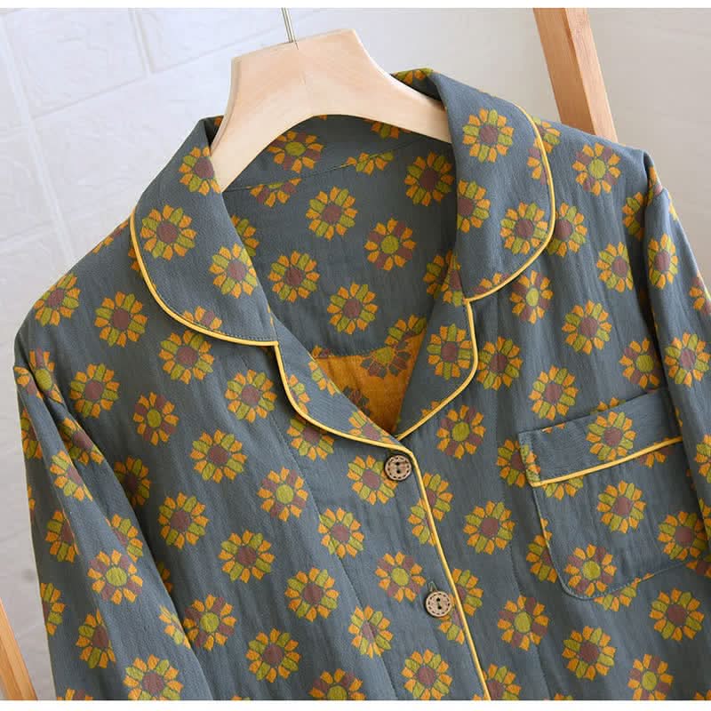 SolBloom Unisex Pajama Set | Breezy Cotton Comfort with Cheerful Sunflower Charm