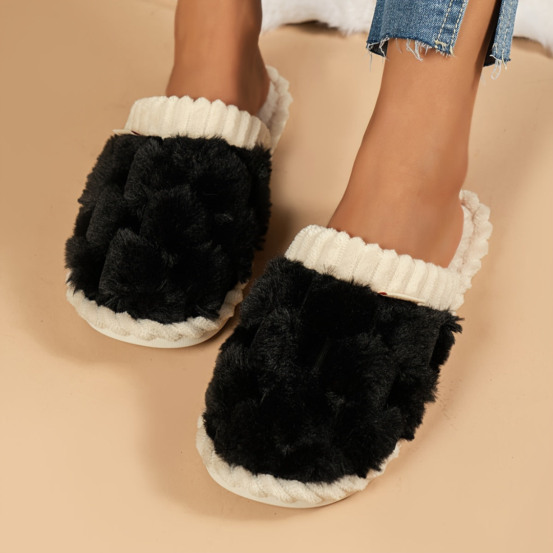 Soft Fleece Winter Slippers | Closed-Toe Warm Indoor Shoes for Home Use