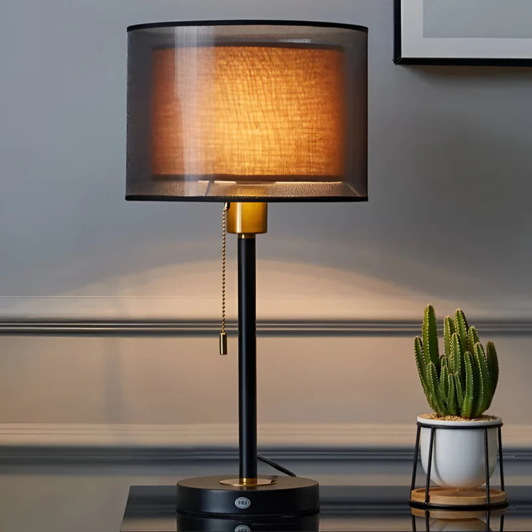 Veloura Duo | Vintage-Inspired Bedroom Lamp with Double Fabric Shade