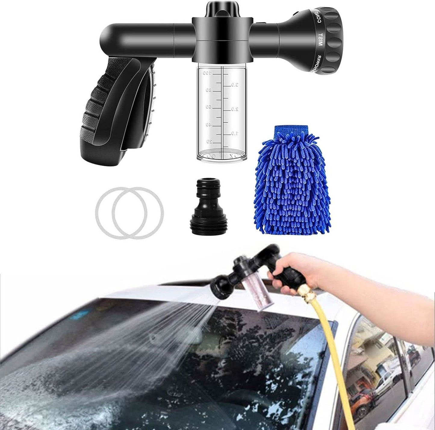 GlideShine AutoFoam Blaster | All-in-One Spray Gun with Plush Microfiber Touch