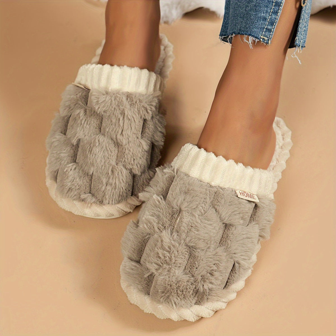 Soft Fleece Winter Slippers | Closed-Toe Warm Indoor Shoes for Home Use