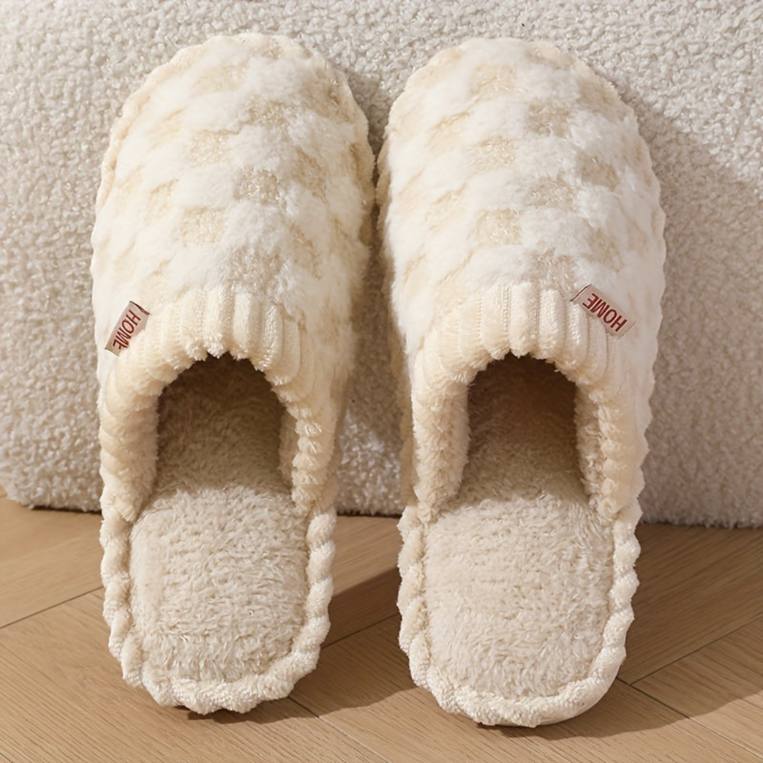 Soft Fleece Winter Slippers | Closed-Toe Warm Indoor Shoes for Home Use