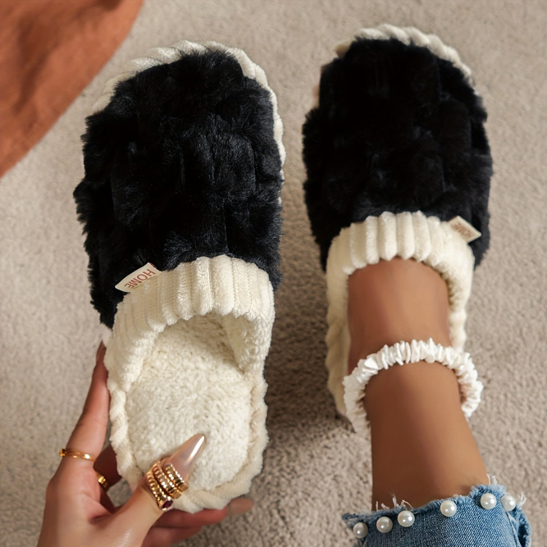 Soft Fleece Winter Slippers | Closed-Toe Warm Indoor Shoes for Home Use