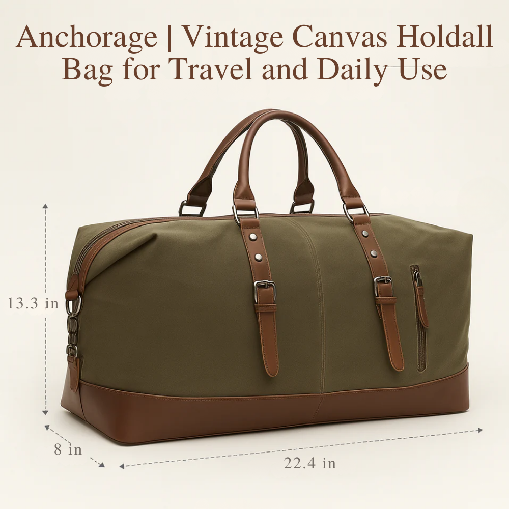 Anchorage | Vintage Canvas Holdall Bag for Travel and Daily Use