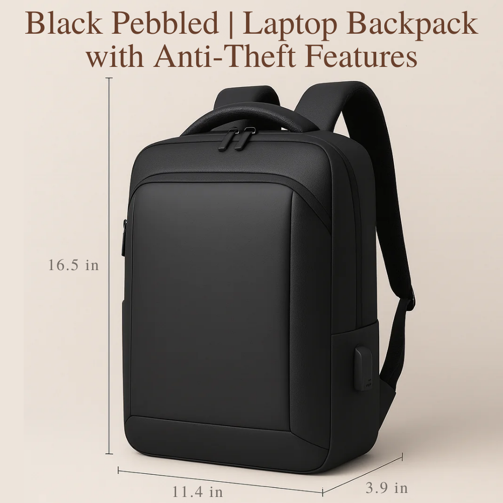 Black Pebbled | Laptop Backpack with Anti-Theft Features