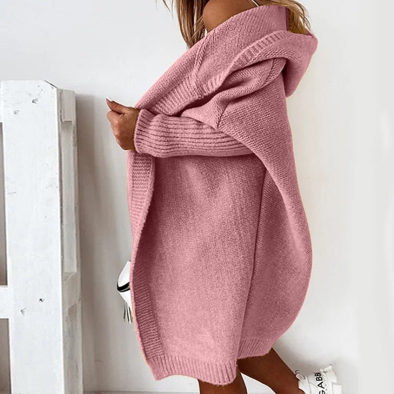 Rhea | Women’s Cozy Oversized Knit Hooded Cardigan