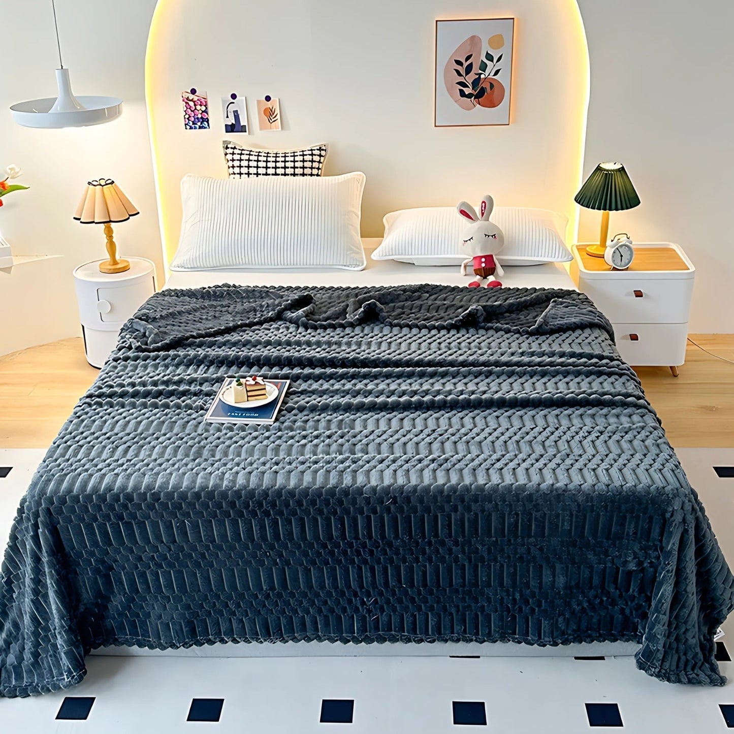 Soft Pebble Pattern Blanket | Microfiber Throw for Bed and Couch