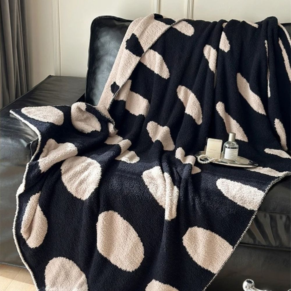 Polka Dot Reversible Throw | Soft Fleece Blanket for Sofa or Bed