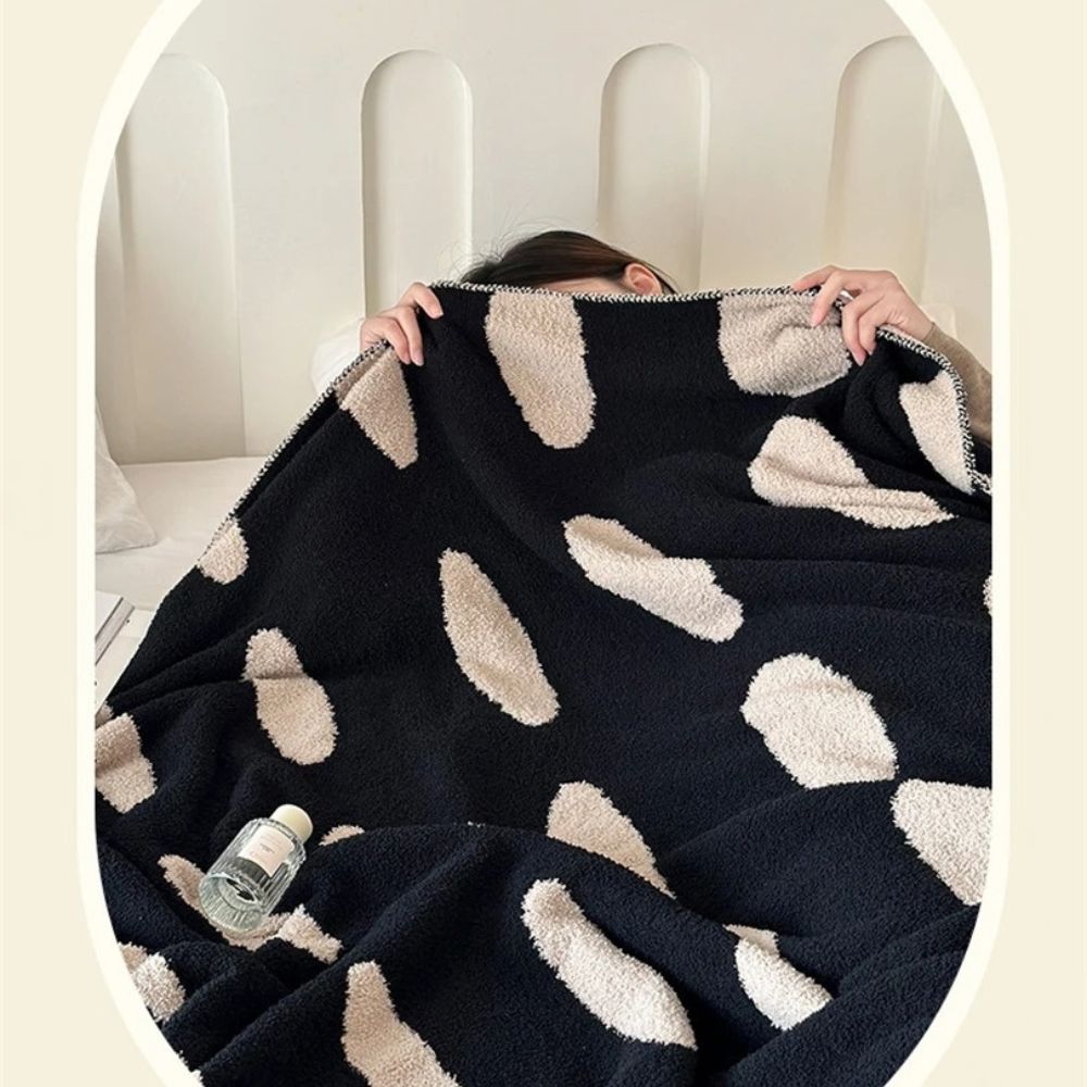 Polka Dot Reversible Throw | Soft Fleece Blanket for Sofa or Bed