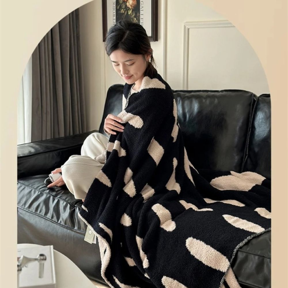 Polka Dot Reversible Throw | Soft Fleece Blanket for Sofa or Bed