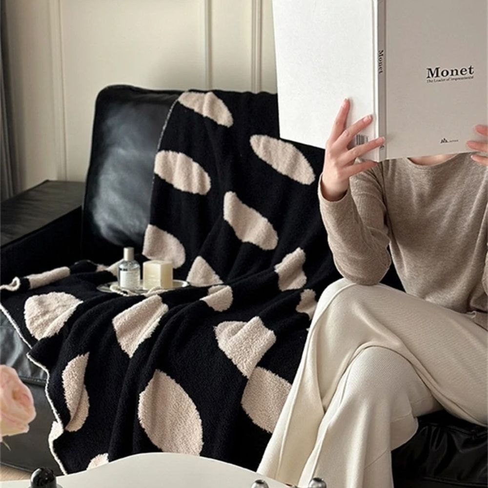 Polka Dot Reversible Throw | Soft Fleece Blanket for Sofa or Bed