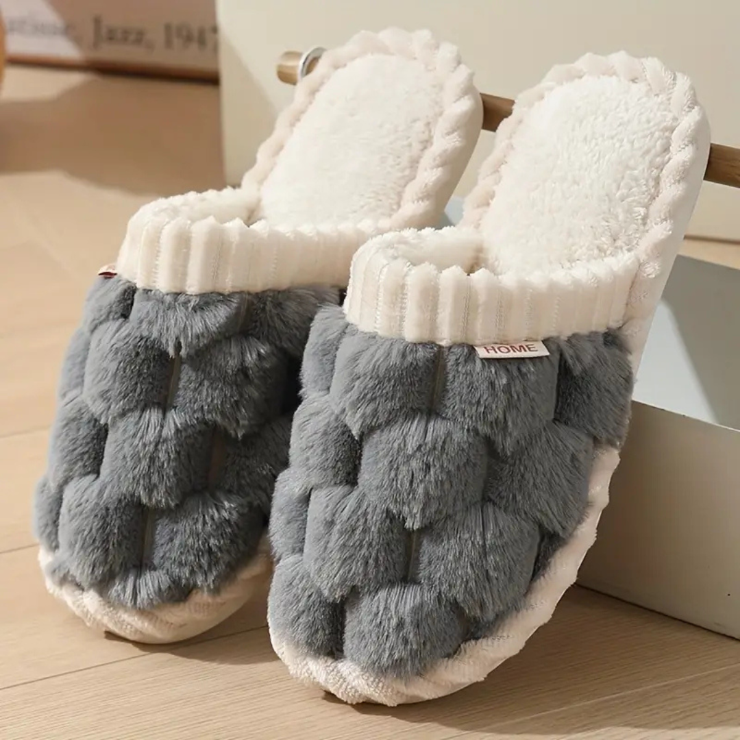 Soft Fleece Winter Slippers | Closed-Toe Warm Indoor Shoes for Home Use