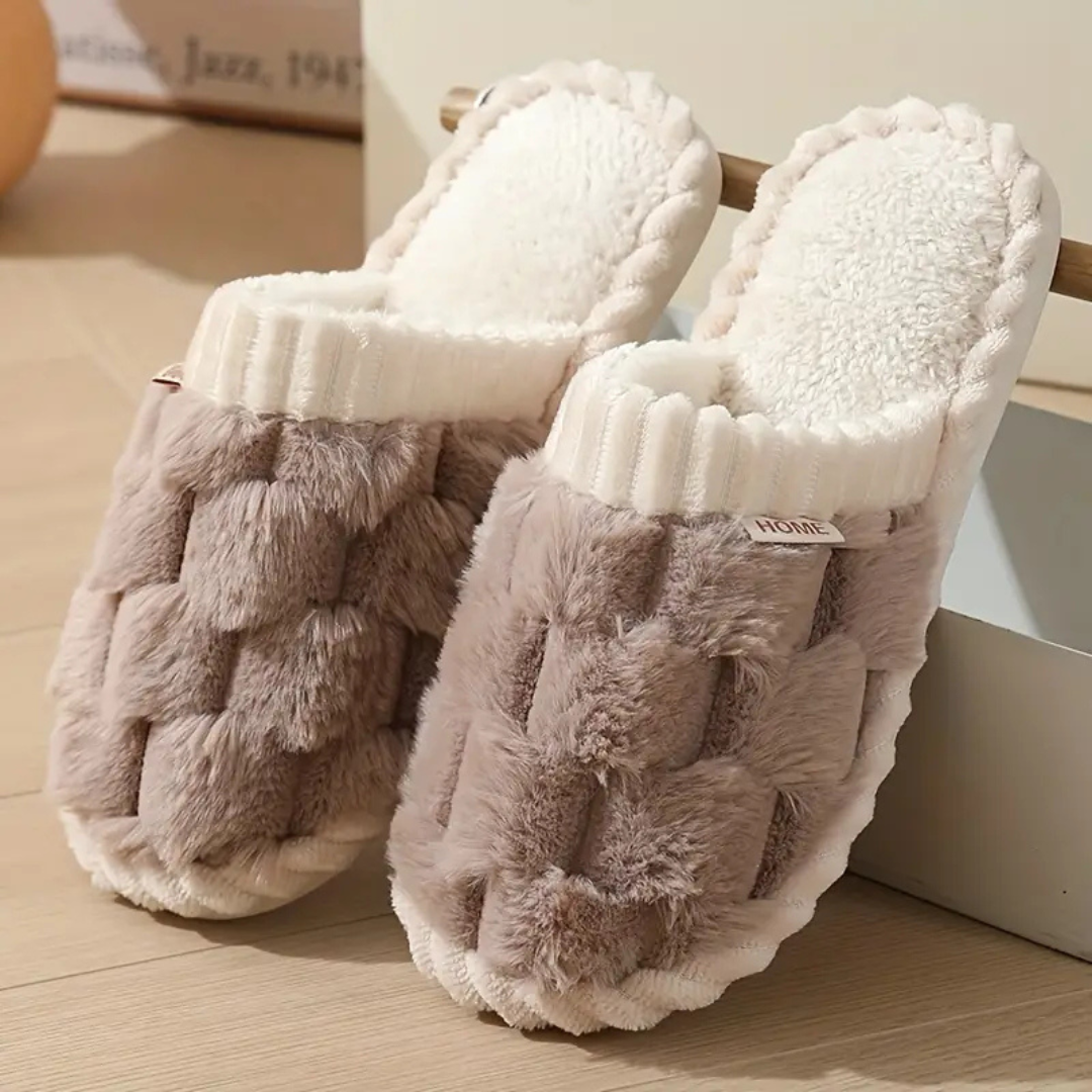 Soft Fleece Winter Slippers | Closed-Toe Warm Indoor Shoes for Home Use