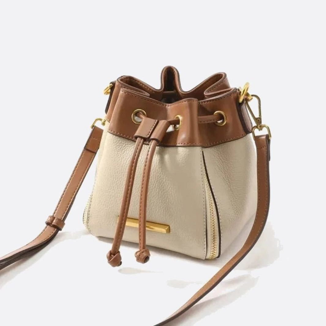 Genuine Leather Bucket Handbag with Removable Straps and Zipped Pocket – Chic Crossbody Tote in Cowhide Leather 4