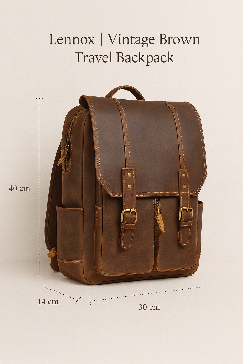 Lennox | Vintage Brown Travel Backpack