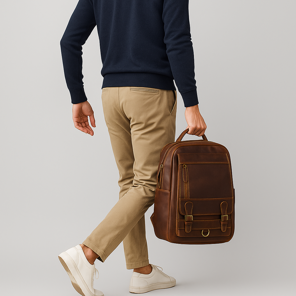 Luca | Vegan Leather Laptop Backpack with Padded Sleeve and Ample Storage