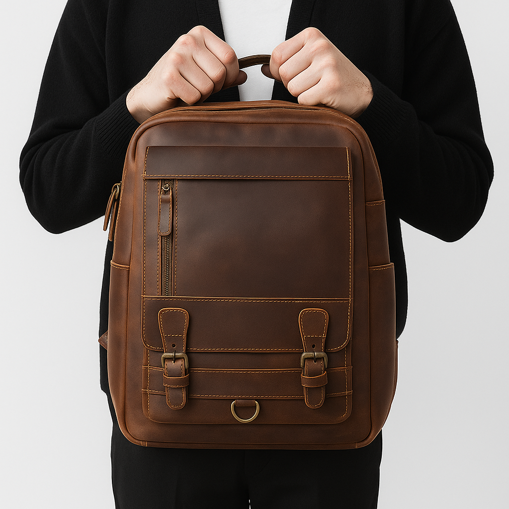 Luca | Vegan Leather Laptop Backpack with Padded Sleeve and Ample Storage