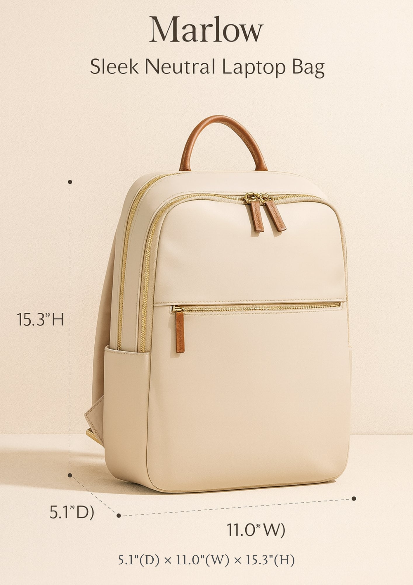 Marlow | Sleek Neutral Laptop Bag