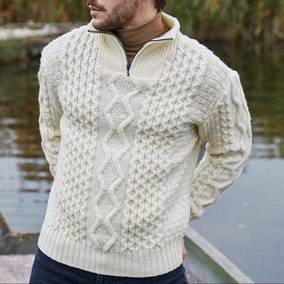 Dorian | Men’s Wool Blend Cable Knit Half-Zip Sweater