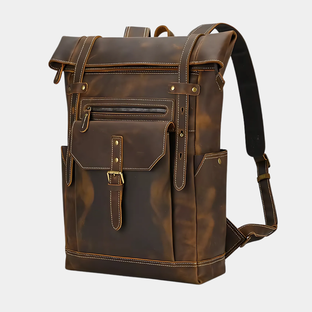 Nyon | Men's Leather Backpack - Durable Full Grain Design with Organized Storage