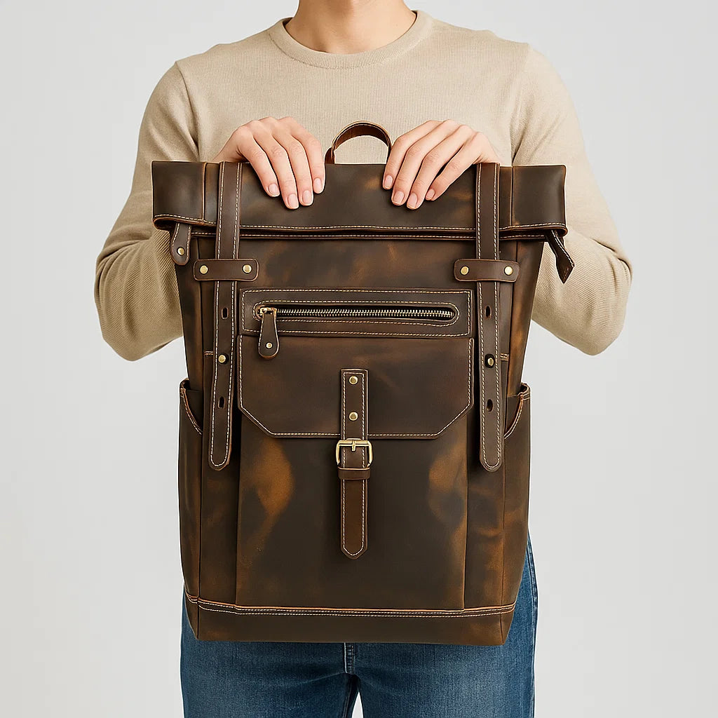 Nyon | Men's Leather Backpack - Durable Full Grain Design with Organized Storage