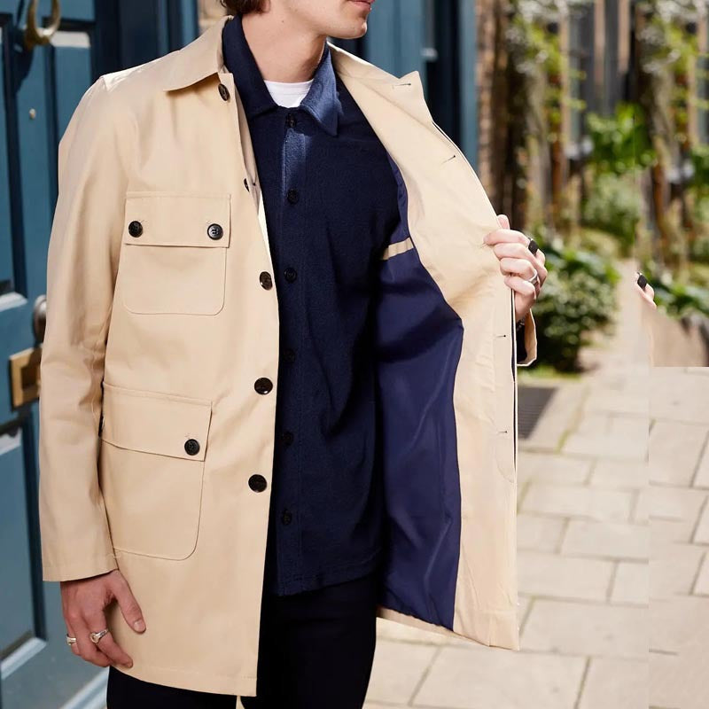 Finn | Men’s Leather Trench Coat with Single-Breasted Closure