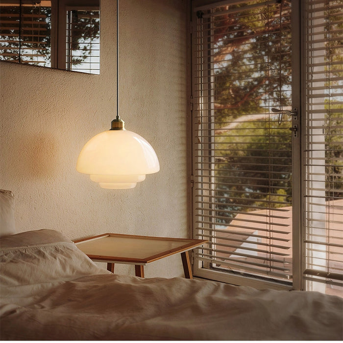 Opal Halo Pendant | Luxe Frosted Glass Light with Mid-Century Elegance