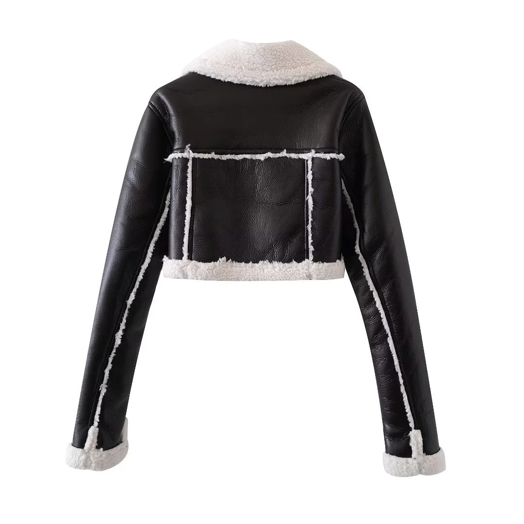 Ital | Women’s Short Fit & Fur Lined Leather Jacket