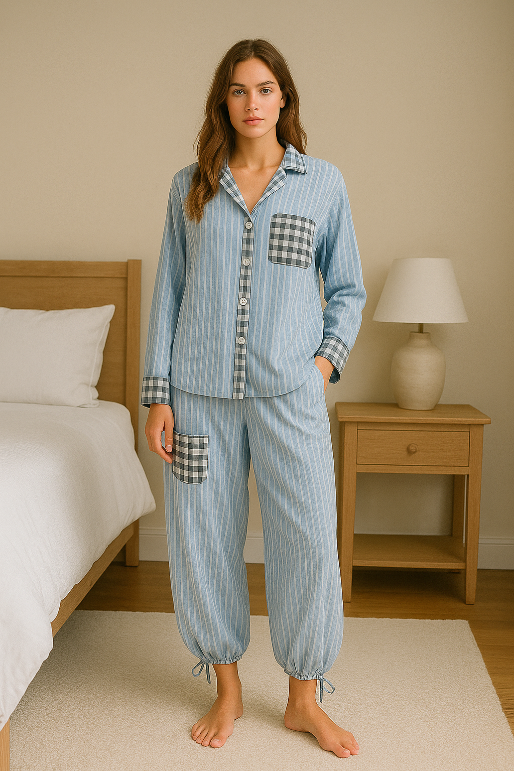LunaEase Sleep Set | Two-Piece Women’s Pajamas with Relaxed Fit & Adjustable Drawstring Trousers