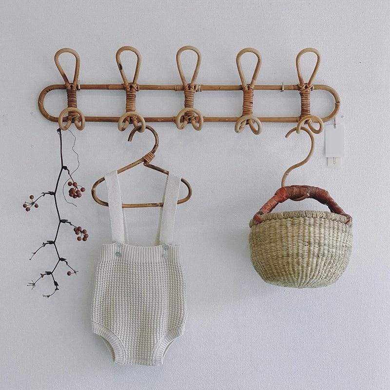 CaneCraft Wall Rack | Retro Rattan Design with 5 Hooks